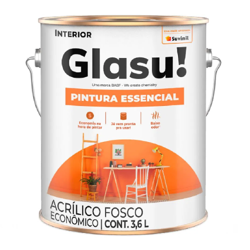Tinta acrílica pintura essencial GLASU 3,6l Gelo/Branco